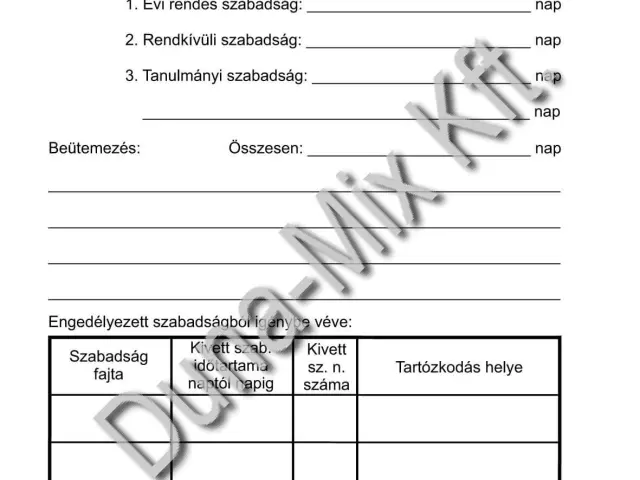 Szabadság-nyílvántartó lap